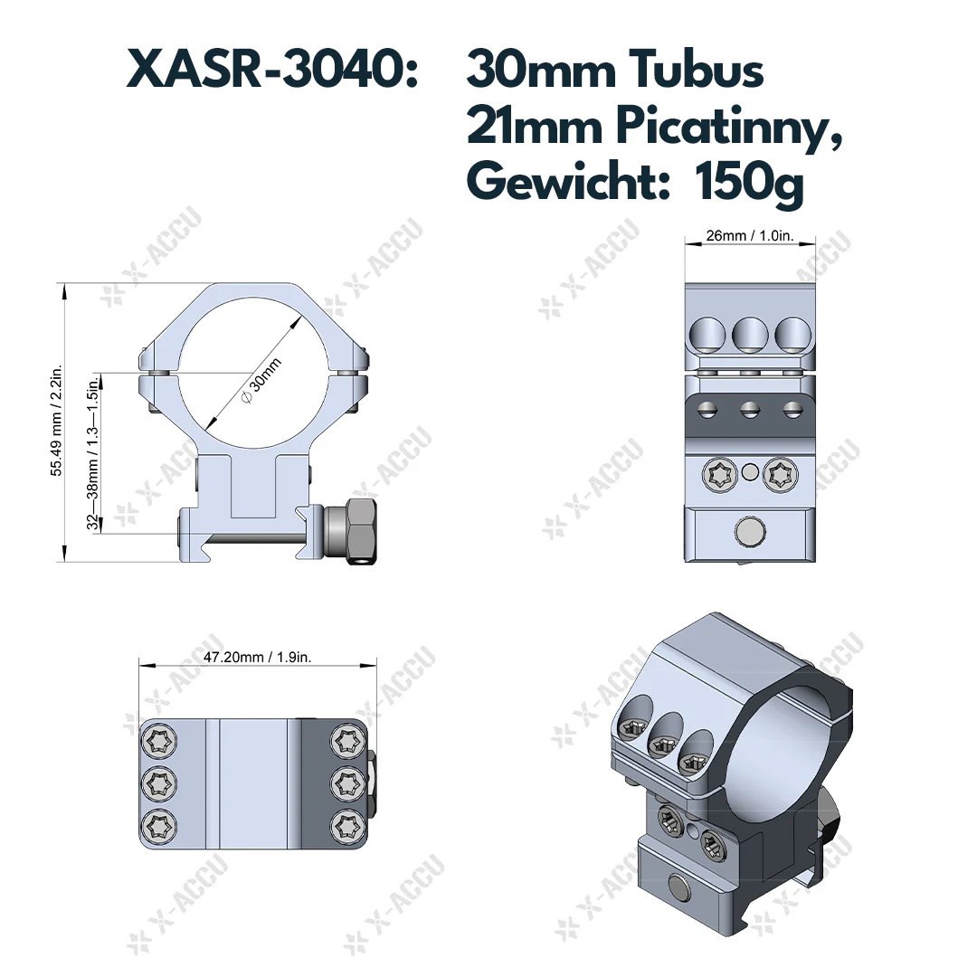 Vector Optics höhenverstellbare Montage für 25,4mm, 30mm & 34mm Tubus und 11mm / 21mm Schiene - Image 6