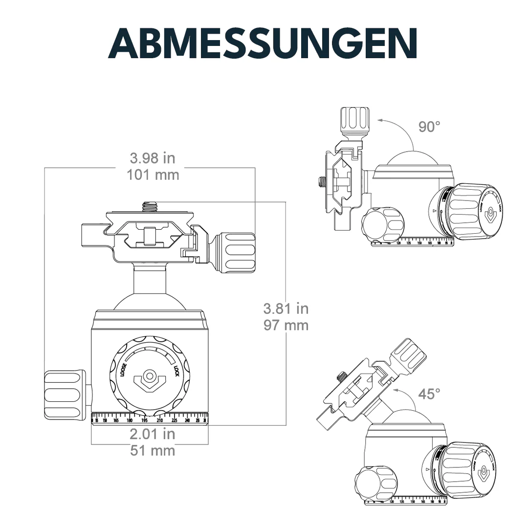 Vector Optics RSRH-01 38mm Kugelkopf für Stativ RSCF-T01 - Image 7
