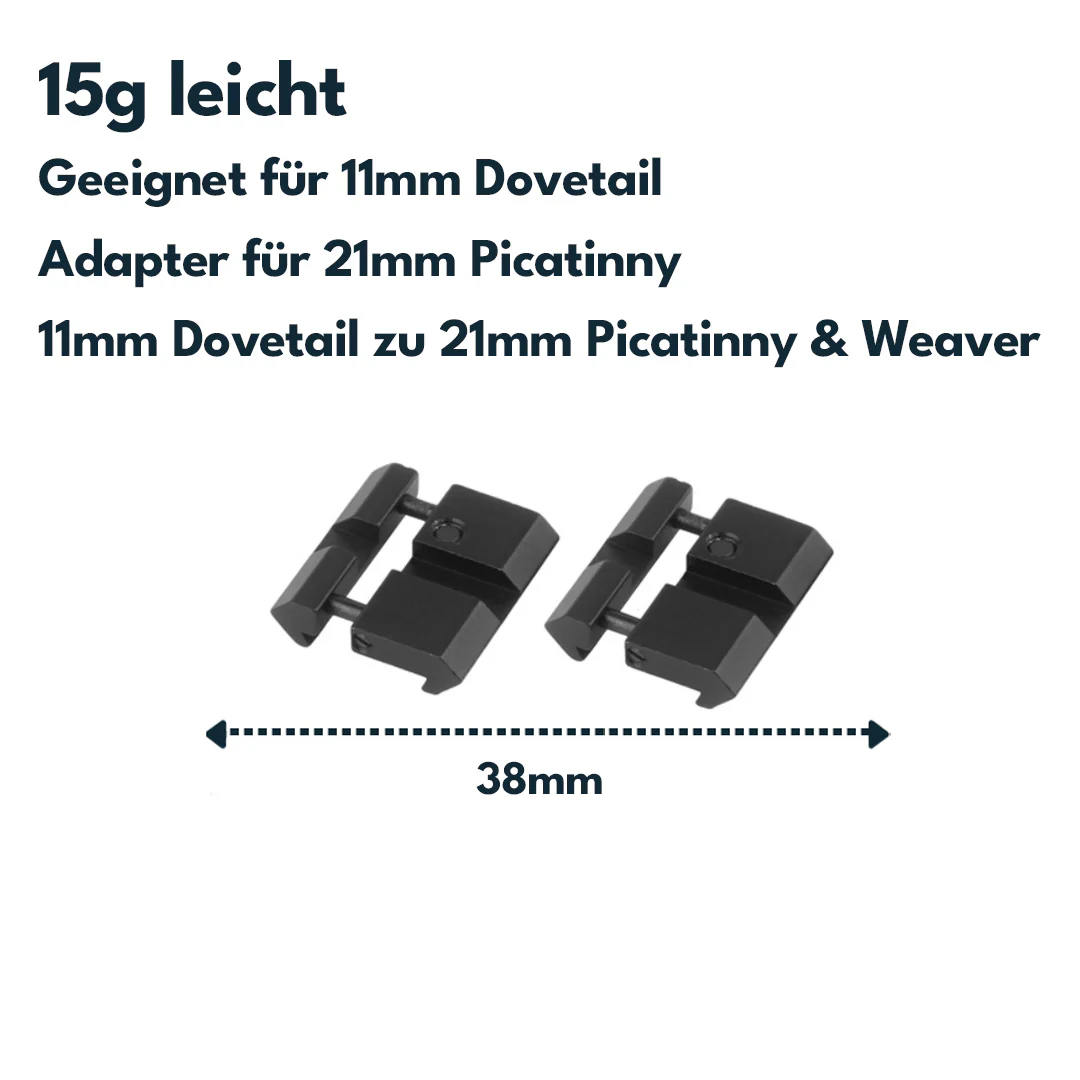 Vector Optics SCRA-06B Adapter von 11mm Dovetail zu 21mm Weaver, l=38mm (2Stk) - Image 2