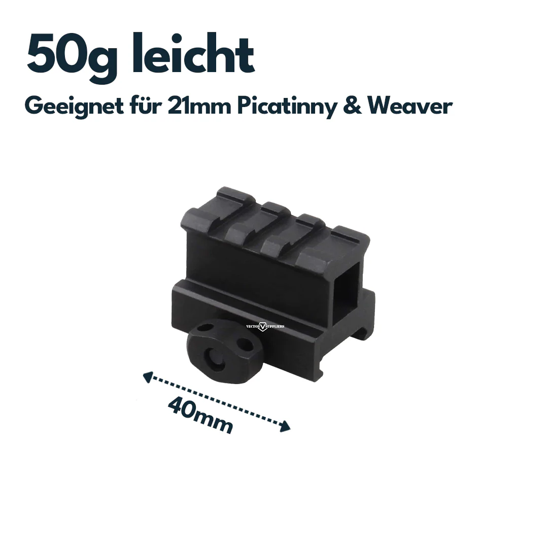 Vector Optics SCRA-60 21mm Picatinny Raiser Montage, l=40mm, h=25,4mm - Image 2
