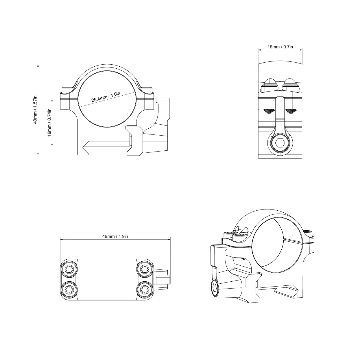 Vector Optics Stahl-Schnellmontage für 25,4mm Tubus, 21mm Picatinny/Weaver in verschiedenen Höhen - Image 3