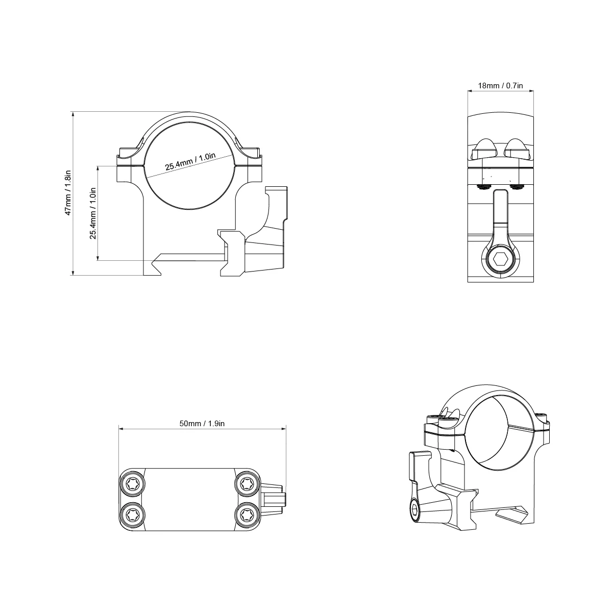 Vector Optics Stahl-Schnellmontage für 25,4mm Tubus, 21mm Picatinny/Weaver in verschiedenen Höhen - Image 5