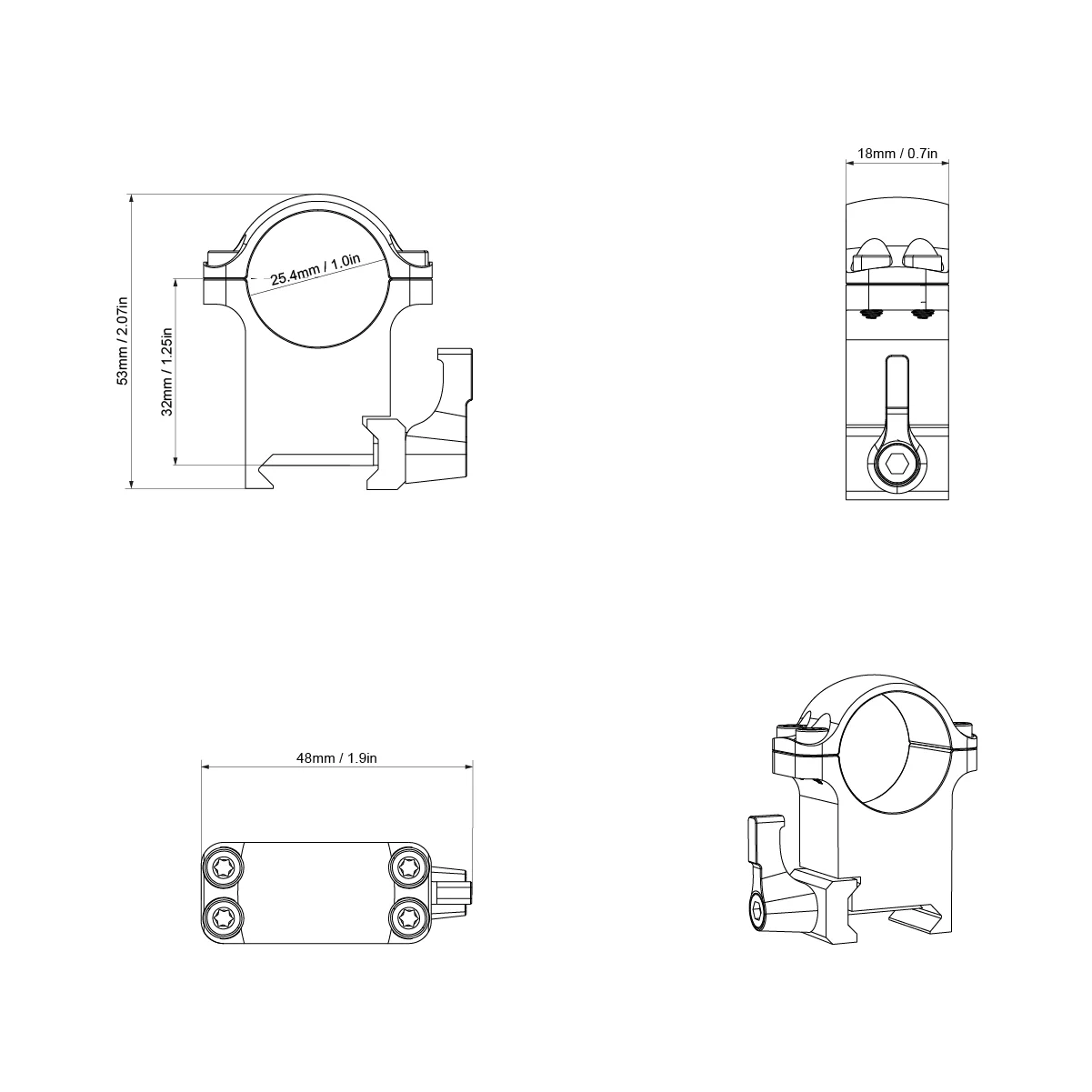 Vector Optics Stahl-Schnellmontage für 25,4mm Tubus, 21mm Picatinny/Weaver in verschiedenen Höhen - Image 7