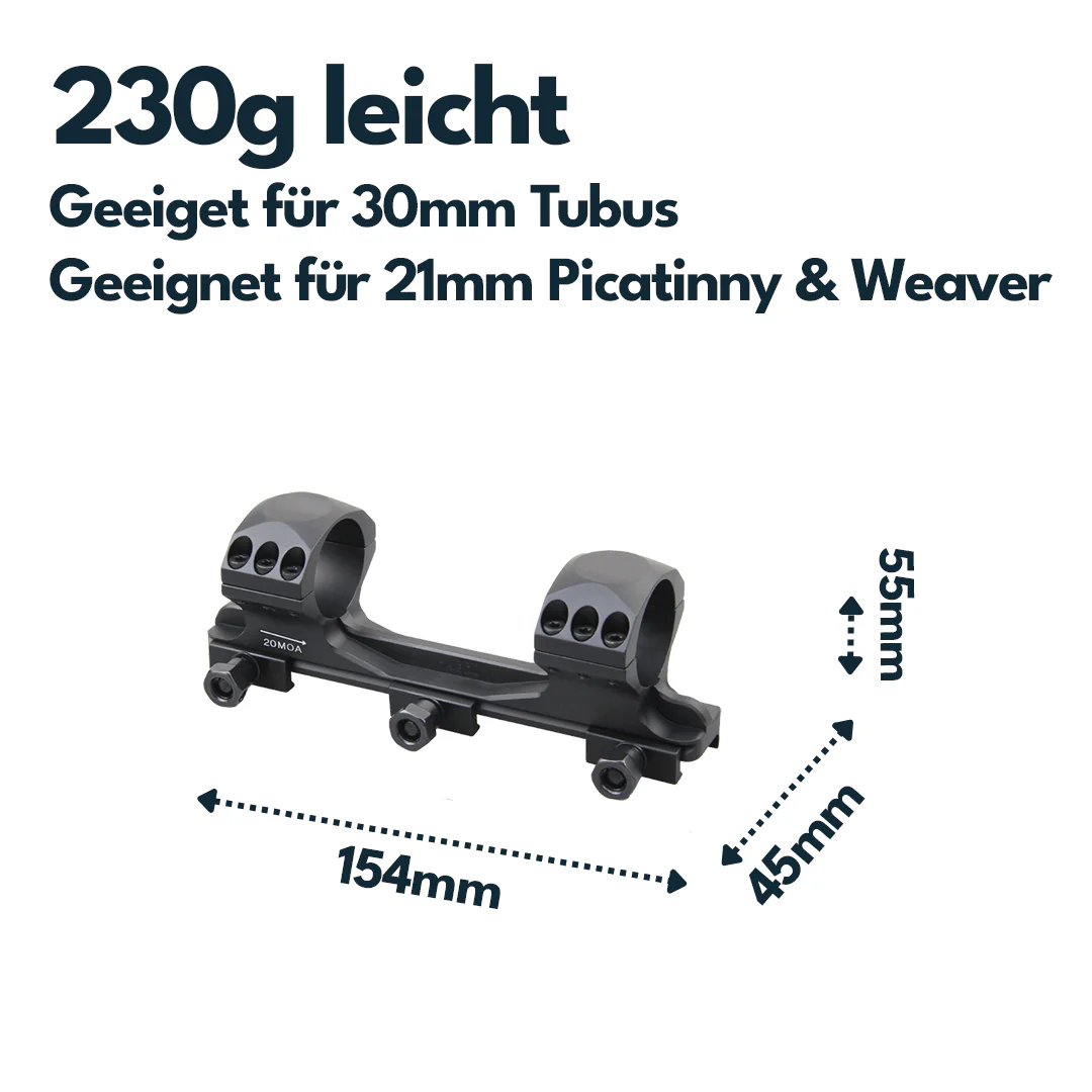 Vector Optics XASR-3011 X-Accu Blockmontage für 30mm Tubus, 21mm Picatinny,  20MOA Vorneigung, h= 32mm - Image 3
