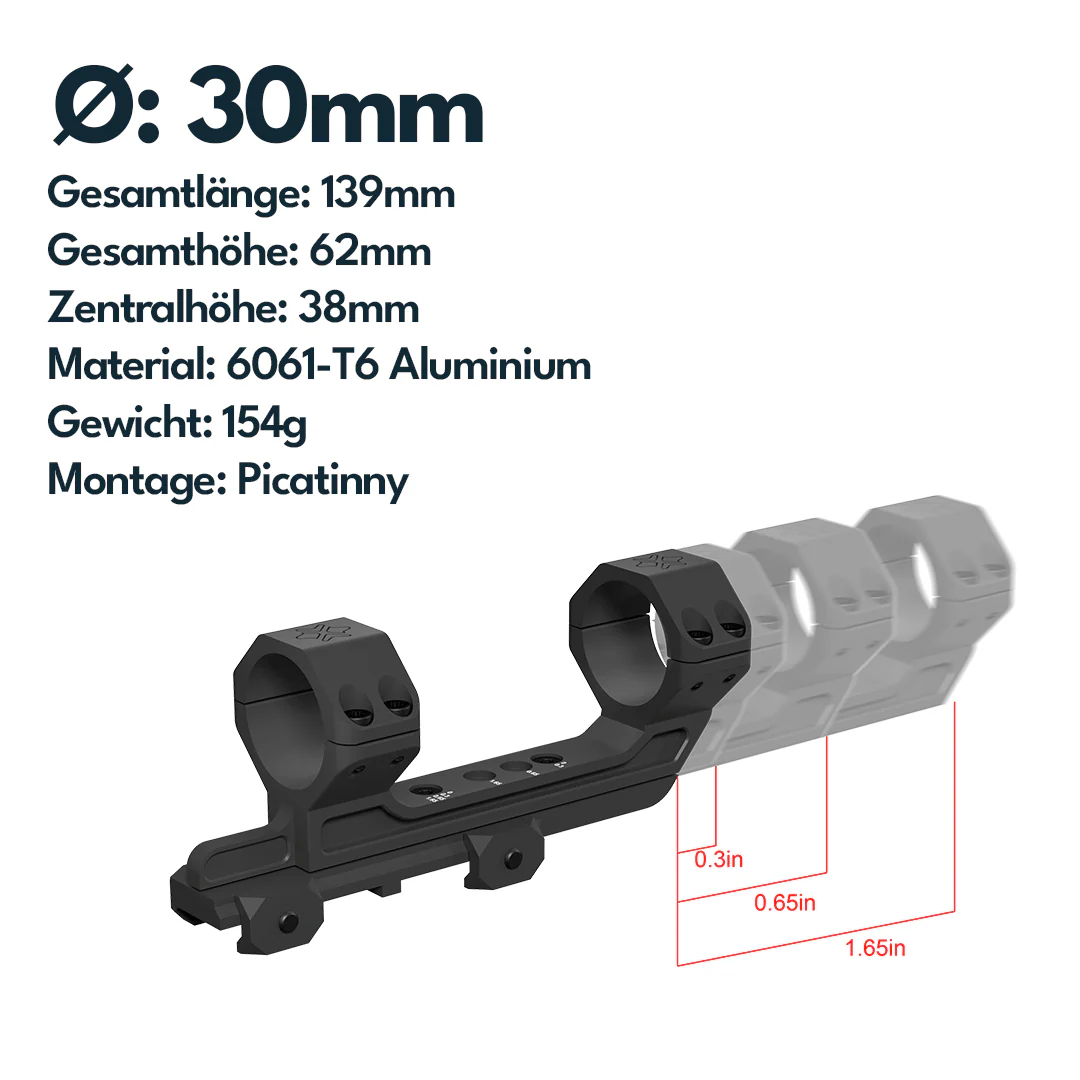Vector Optics XASR-3037 Verstellbare Extended X-Akku Blockmontage für 30mm Tubus h=38mm - Image 4