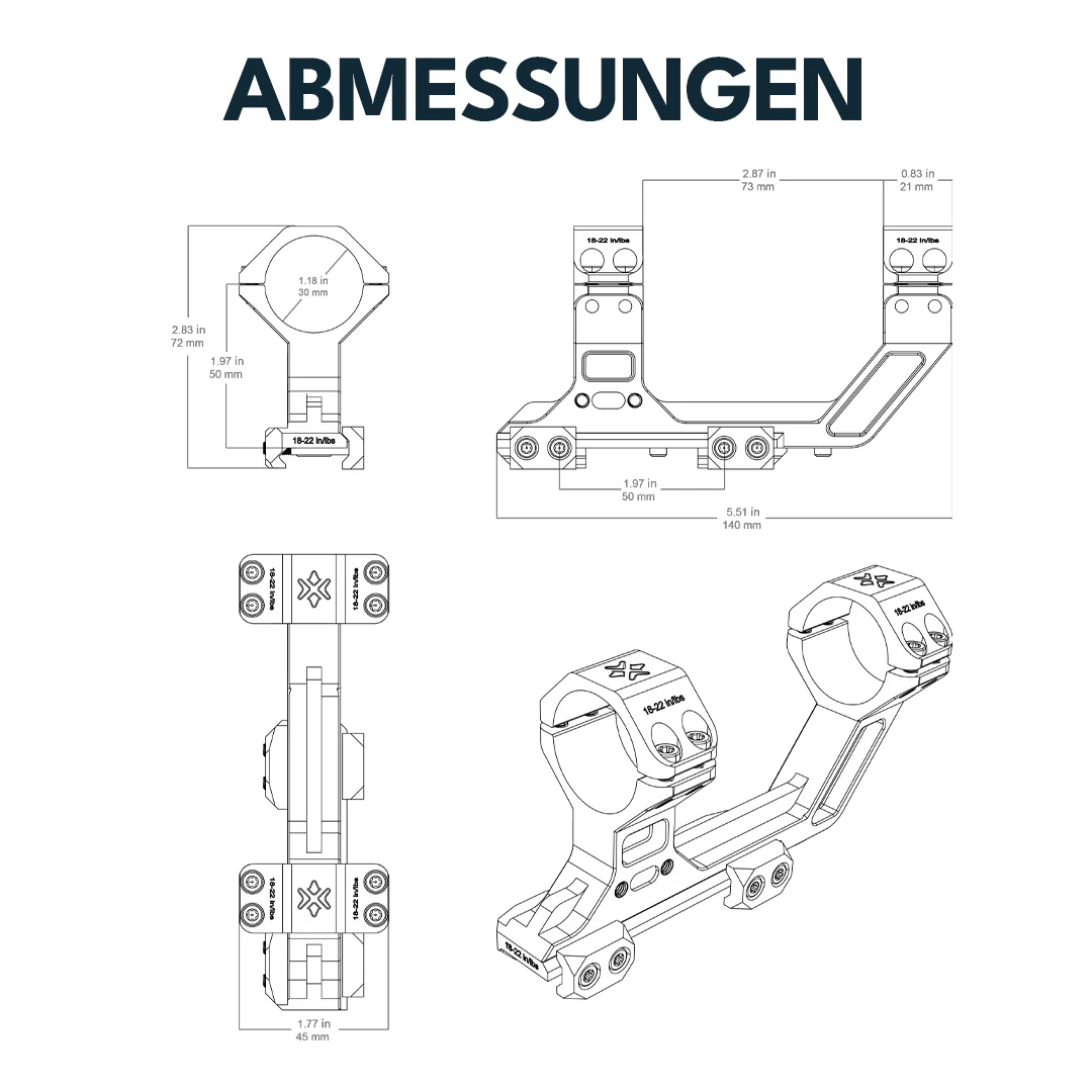 Vector Optics XASR-F3038 X-Accu Blockmontage für 30mm Tubus, 21mm Picatinny for AR, h=50mm - Image 7
