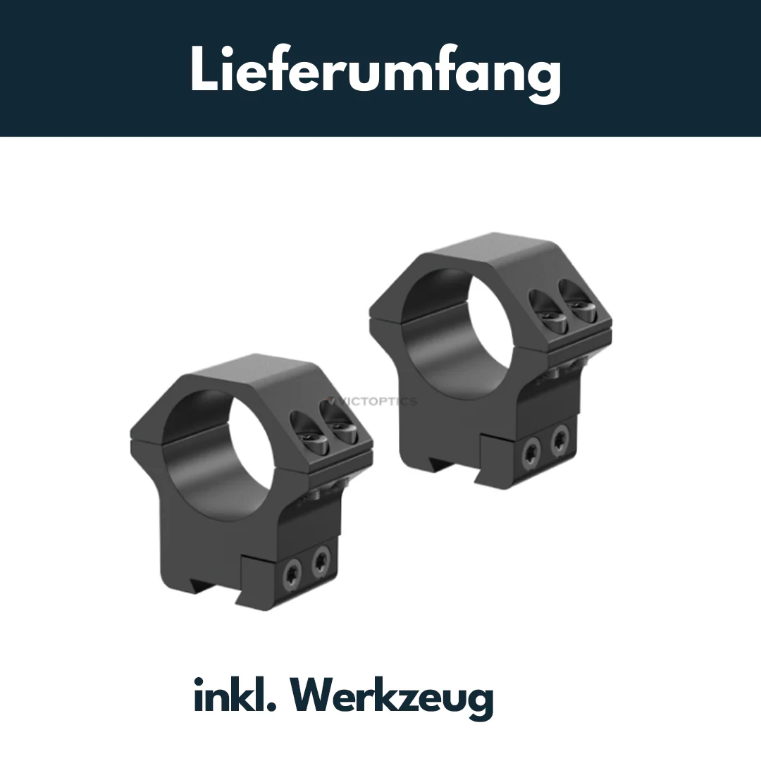 Victoptics Montageringe aus Aluminium für 11mm Schiene und 25,4mm Tubus in verschiedenen Höhen - Image 6
